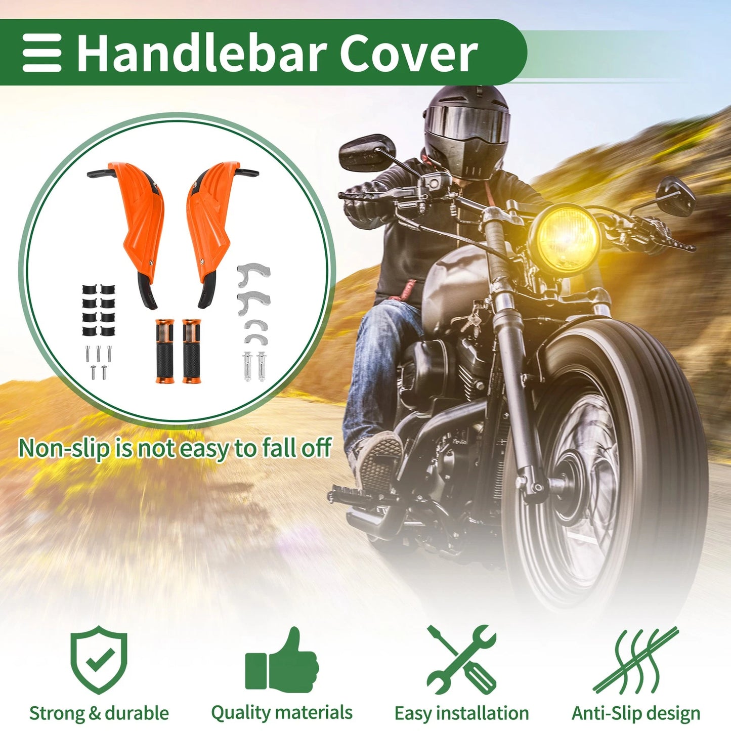 Hand Grips Cover for Motorcycle Handlebar Aluminum Alloy Rubber