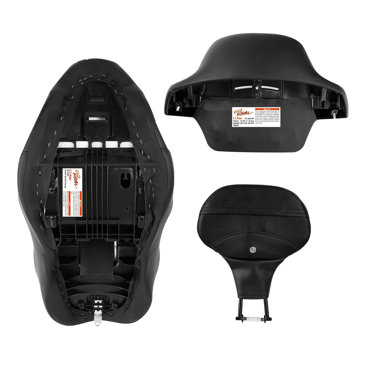 Driver Passenger Seat Backrest Pads for Harley Street Road Glide (2014-2023)