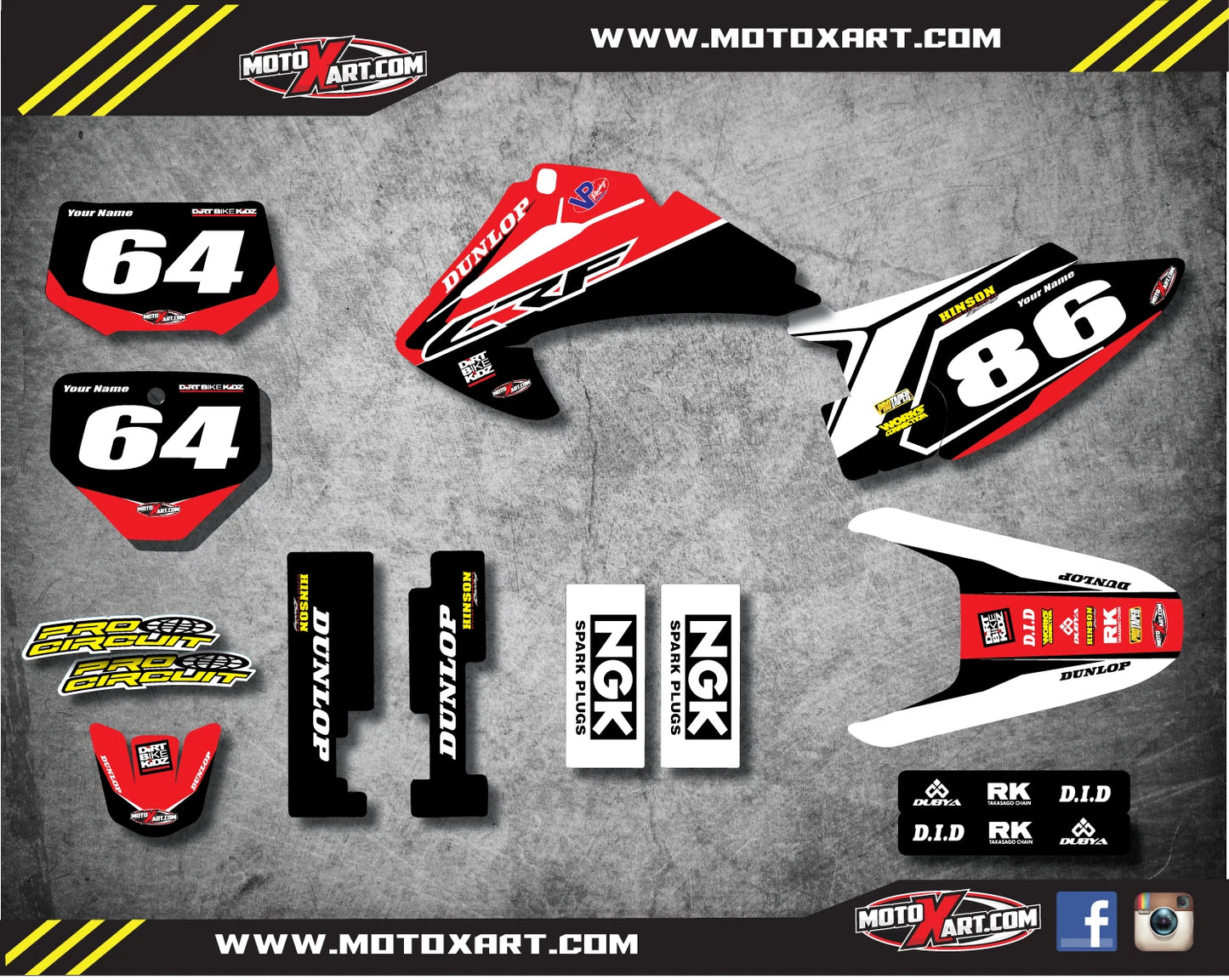 Custom Graphics Full Kit for HONDA CRF 150 F (2003-2007) PYRO Stickers