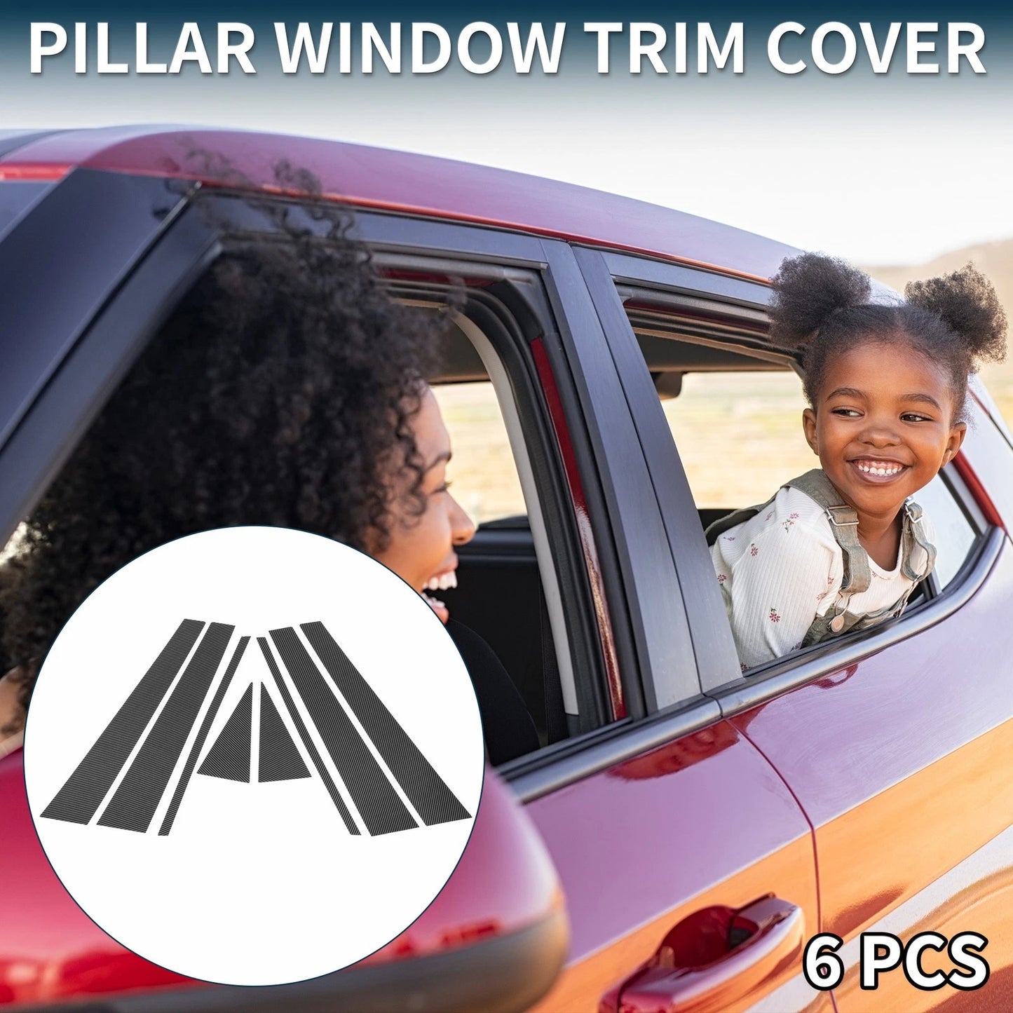 8 Pcs Door Pillar Window Trim for Honda Odyssey (2005-2008) Carbon Fiber