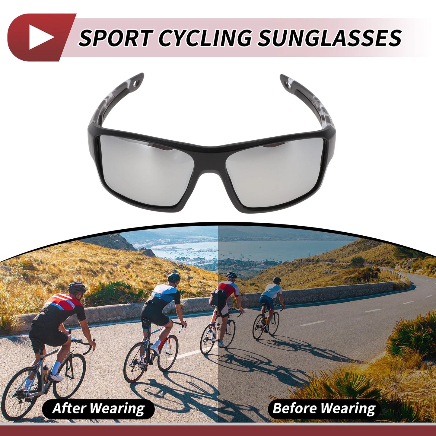 Motorcycle Riding Goggles Silver Tone Lens Black Frame Tri-acetel Cellulose