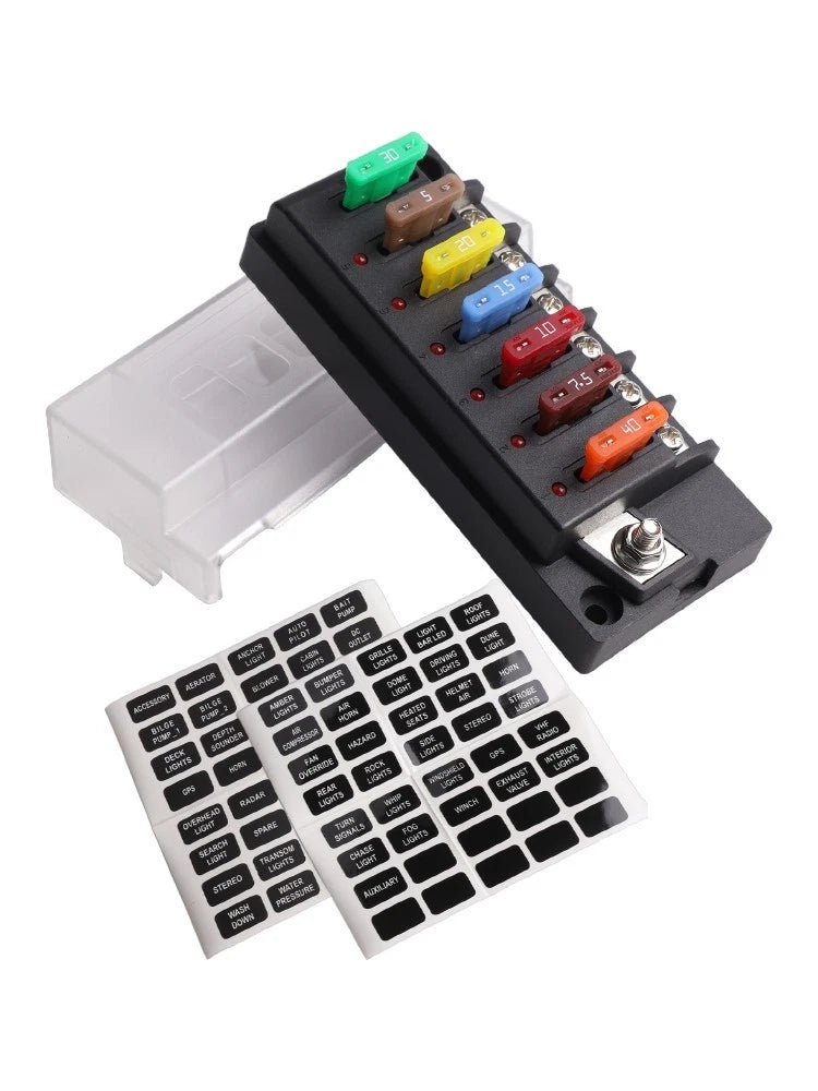 Waterproof 12V Relay Box Kit 6-Circuit Fuse Block for Auto Applications