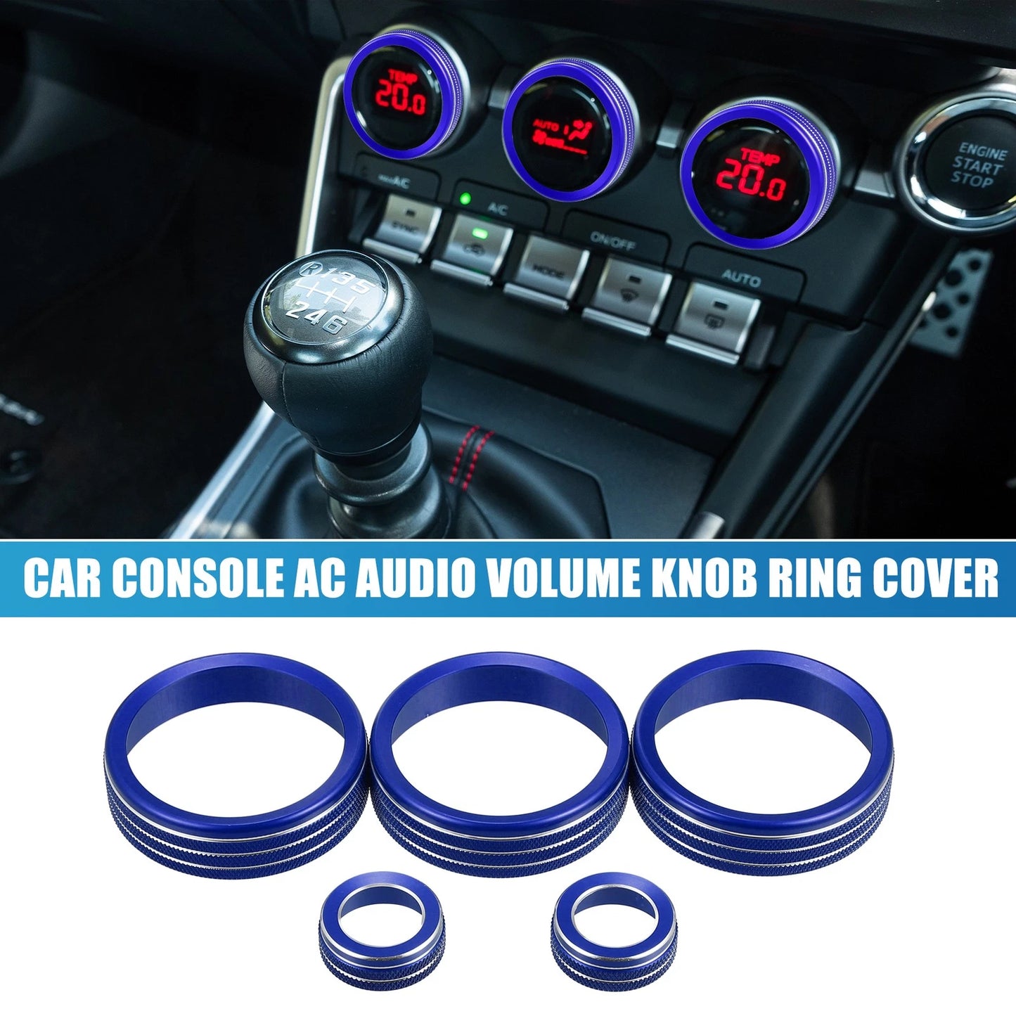 AC Audio Volume Knob Cover Set of 5 for Subaru BRZ GR86 2022 Blue