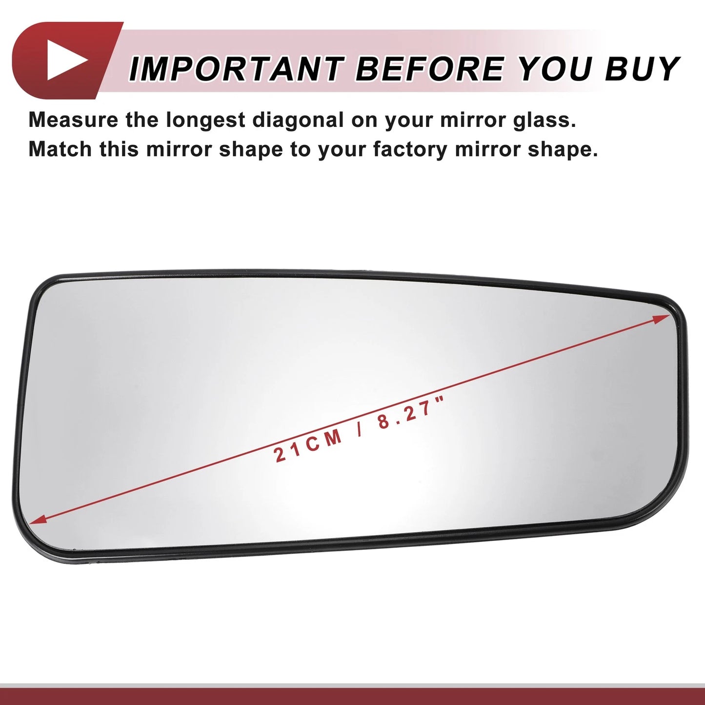 Right Passenger Side Tow Mirror Glass for Ford