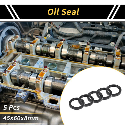 Oil Seal 45x60x8mm 5pcs Seal Ring Rotary Shaft Seal NBR Rubber for Automotive