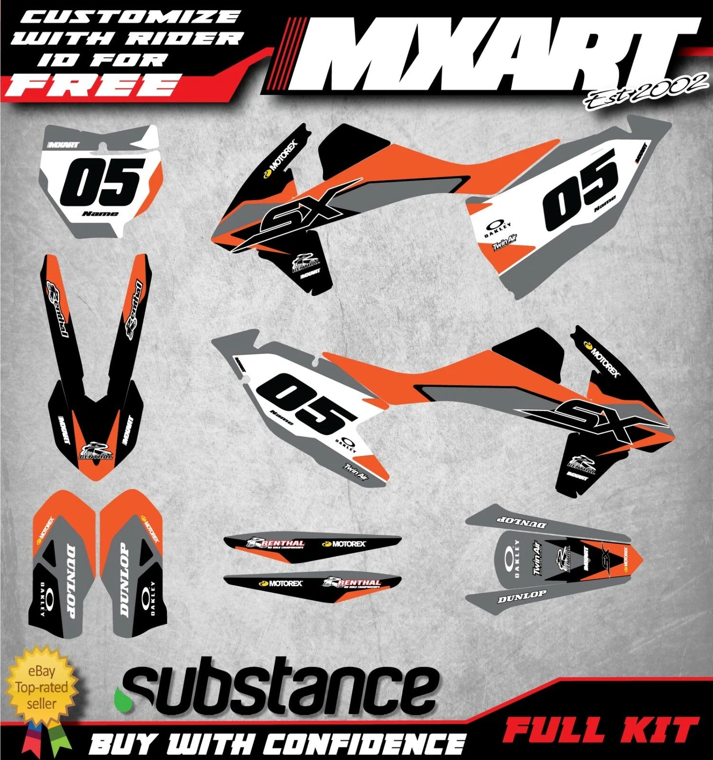 Graphics Kit for KTM SX 2016-2018 - TITAN Style Sticker Kit Australia