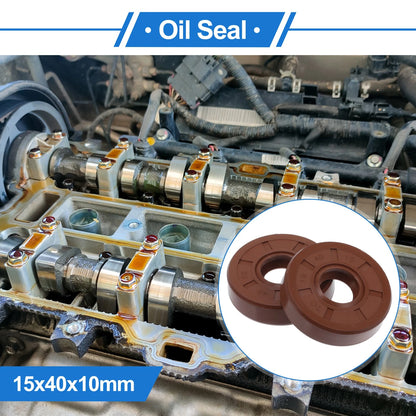 Oil Seal 15x40x10mm Brown 2 Pcs for Make Model