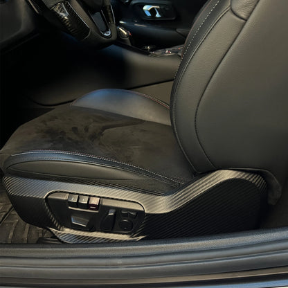 2 x Matte Carbon Fiber Seat Adjust Switch Panel Covers for Supra A90 A91 (19-23)