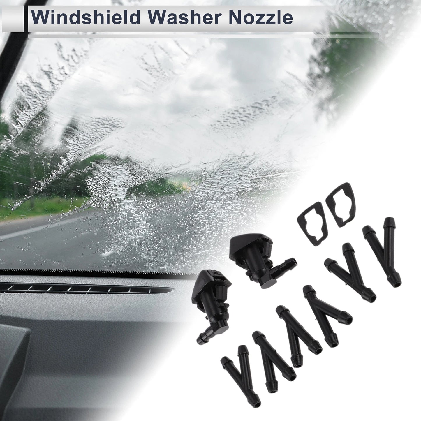 Windshield Washer Nozzle w/ 6-Pc Y Hose Connector for Jeep