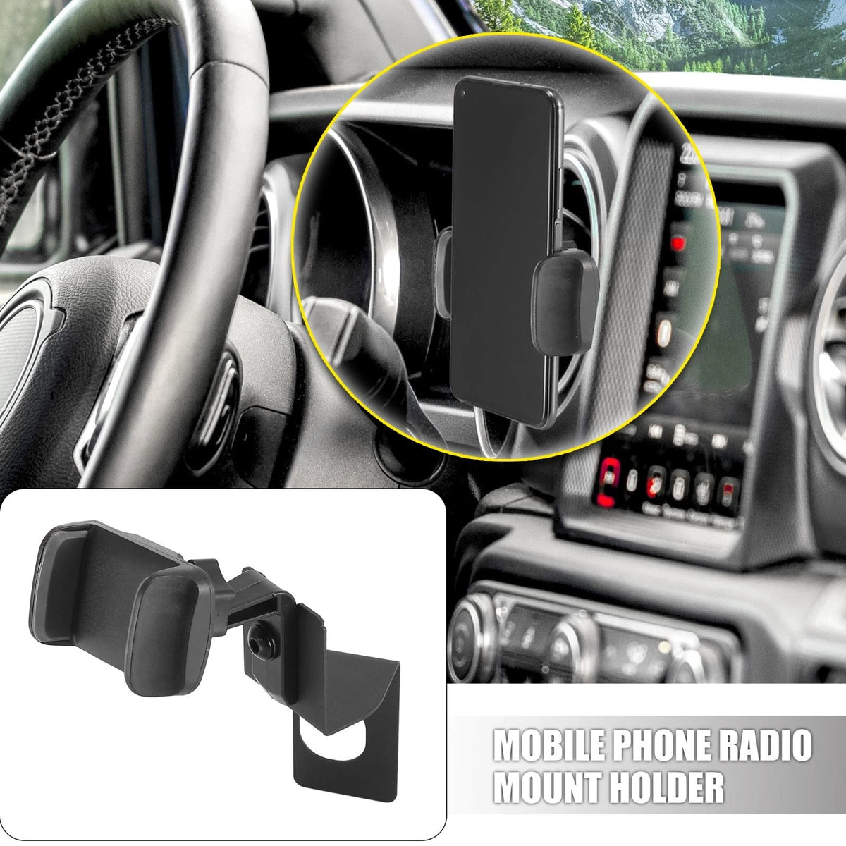 Phone Holder Mount Kit for Jeep Wrangler JL JLU & Gladiator JT (2018-2023)