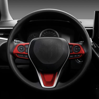 3 x Red Inner Steering Wheel Strip Covers for Toyota Corolla (2019-2021)