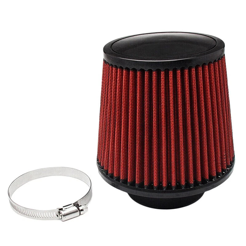 3" Red Cold Air Intake Dry Filter with Clamp for Universal Fit