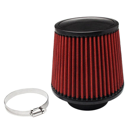 3" Red Cold Air Intake Dry Filter with Clamp for Universal Fit