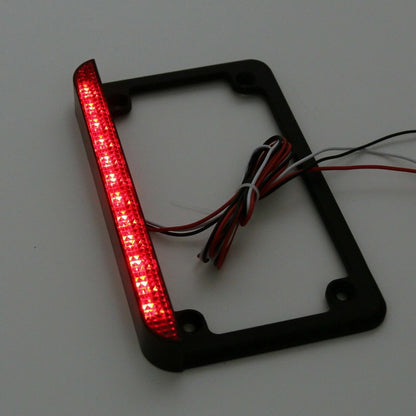 Black Motorcycle License Plate Frame with LED Brake Tail Light for Harley