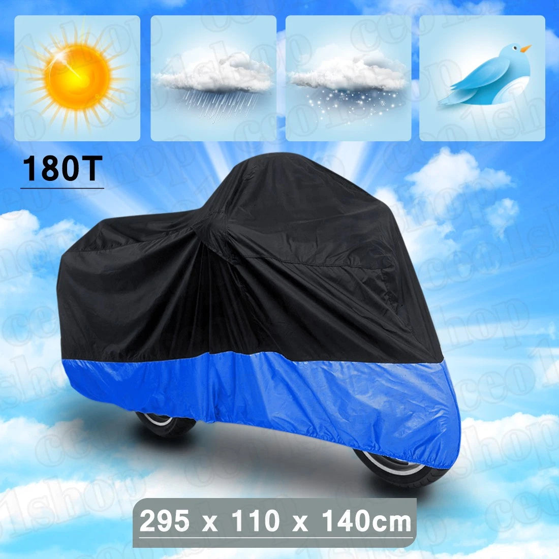 XXXL Black+Blue Motorcycle Cover for Harley Road Glide Ultra FLTRU FLTR Touring