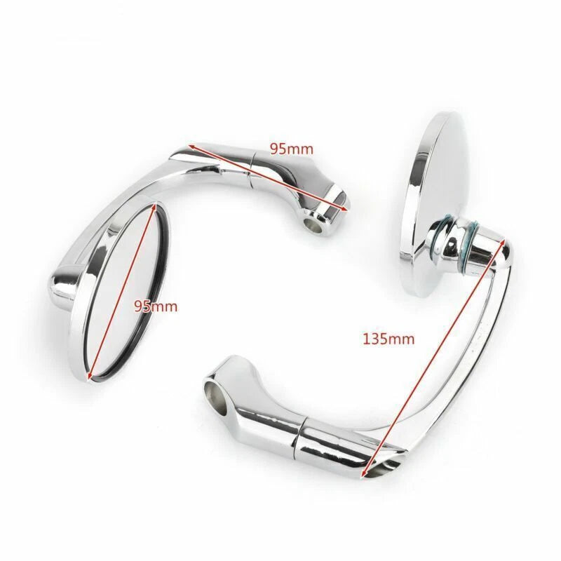 Round Chrome Mirrors for Motorcycle M8/M10 (E-Approval E9) 2 x New