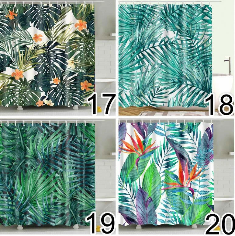 Waterproof Fabric Shower Curtain 180x180cm with Hooks - AU