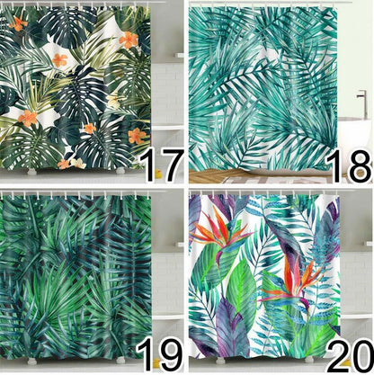 Waterproof Fabric Shower Curtain 180x180cm with Hooks - AU