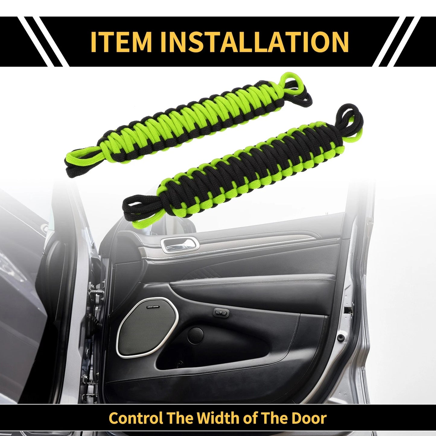 2 x Door Limiting Straps for Jeep Wrangler TJ JK (2007-2018) - Black & Deep Green