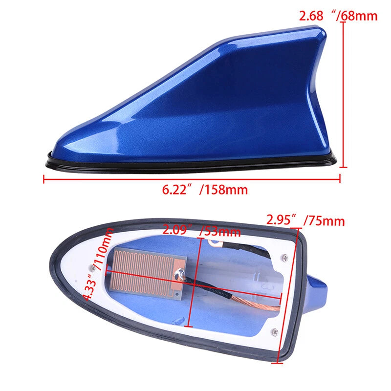 Blue Shark Fin Roof Antenna for Car - AM/FM Signal Aerial