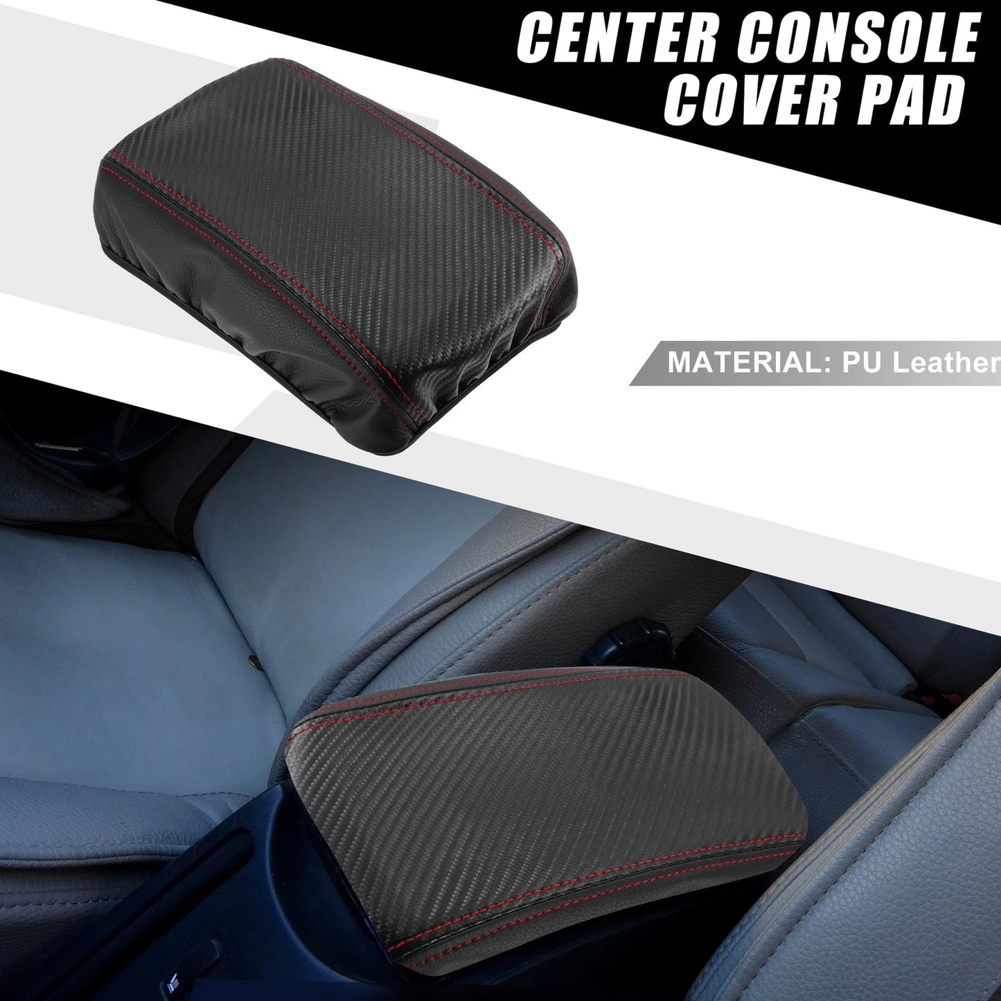 Armrest Seat Box Cover for Toyota Corolla Carbon Fiber Pattern Black