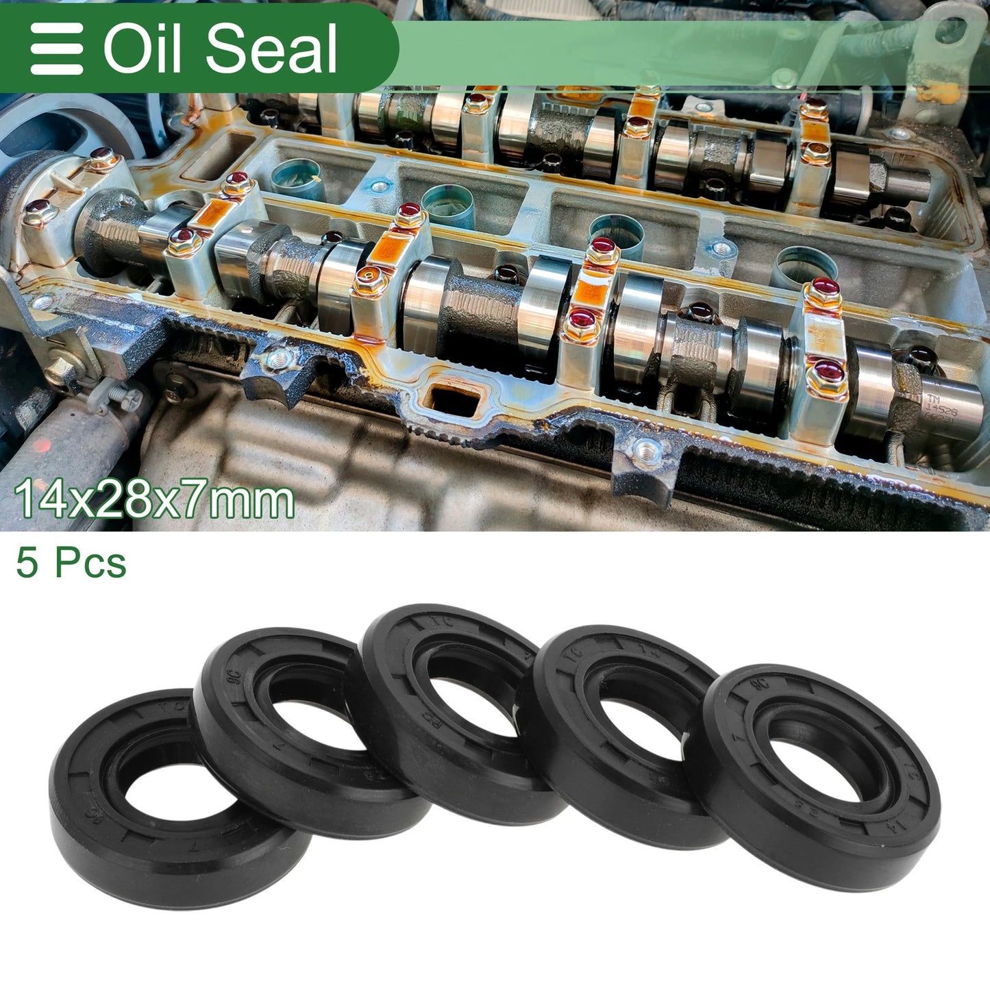 Oil Seal / 14x28x7mm Black 5 Pcs / Seal Ring for Automotive