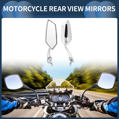 M8/M10 Handlebar Rear View Mirrors White Aluminum 1 Set for Motorcycle