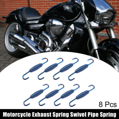 8pcs Exhaust Pipe Spring 68mm 2.68in Stainless Steel Blue for Motorcycle
