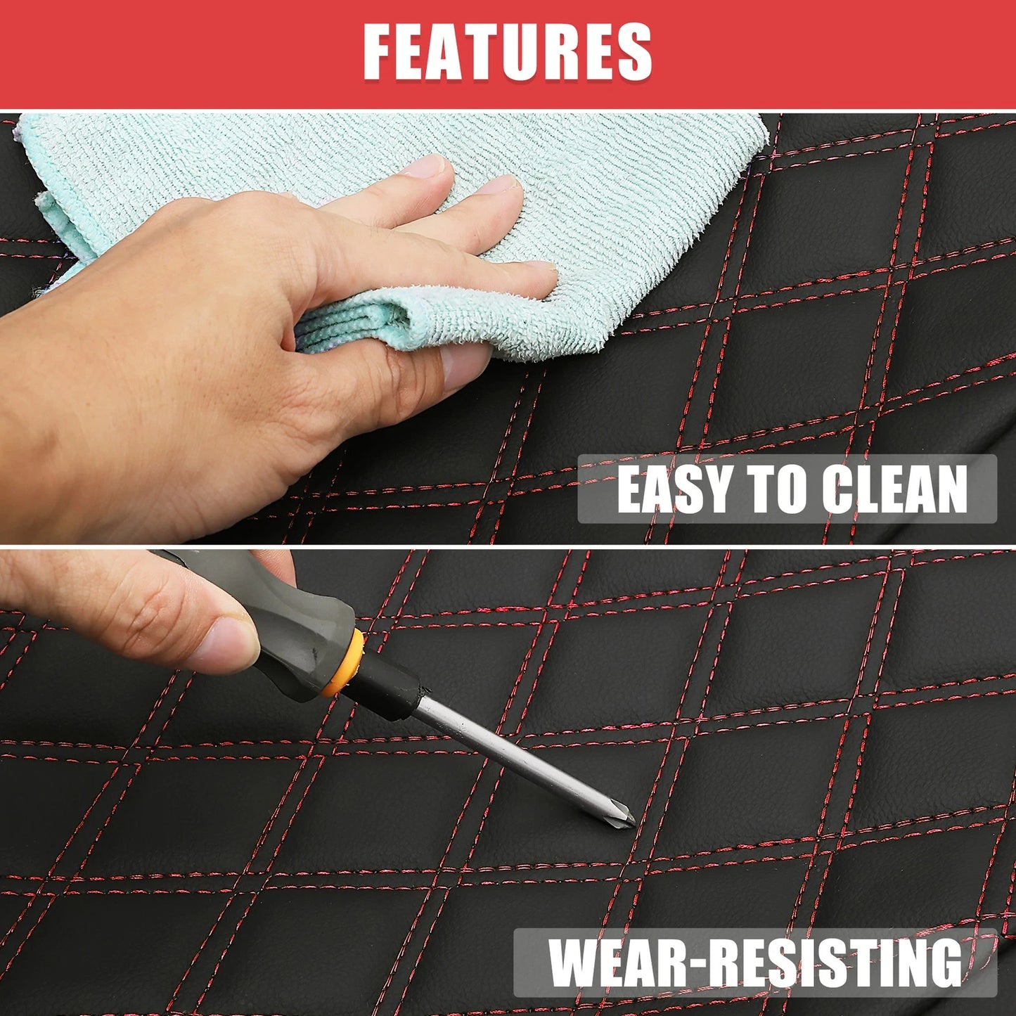 Rear Seat Covers 3 Pcs for Dodge Ram Black Red