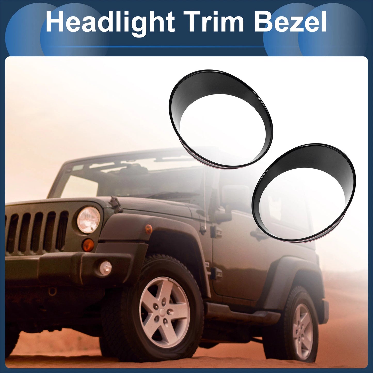 2 x Front Left & Right Headlight Trim Bezels for Jeep Wrangler (2024)