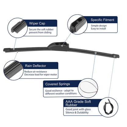 Rear Windshield Wiper Blades for Hyundai Elantra (2012-2017)