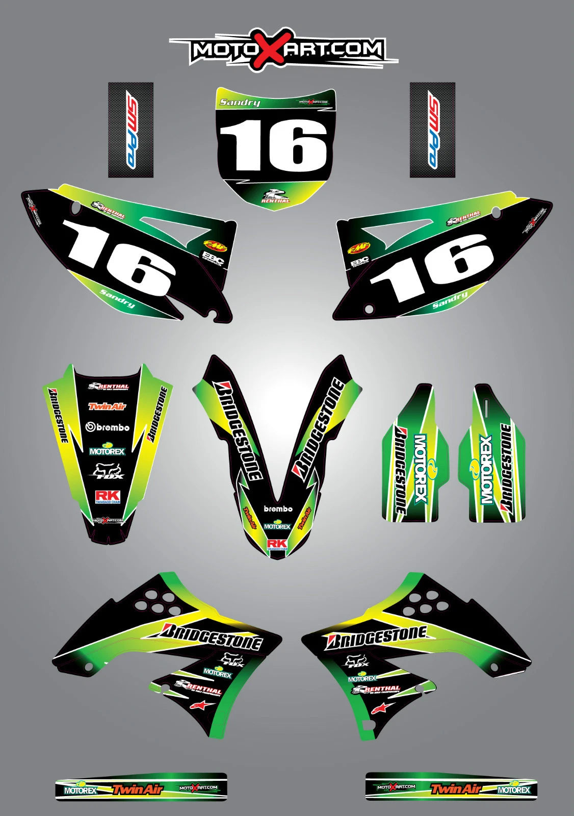 Kawasaki KXF 250 Decal Kit SUNRISE STYLE Full Graphics (2009-2012)