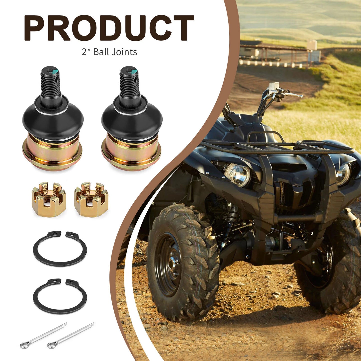 Front Upper Lower Ball Joints for Yamaha Grizzly 550 YFM550 4x4 FI EPS 2013-2014