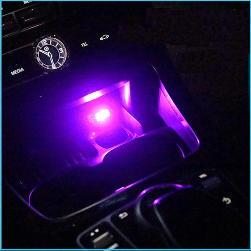 2 x Purple Mini USB LED Car Interior Lights for Auto Atmosphere (2020-2023)