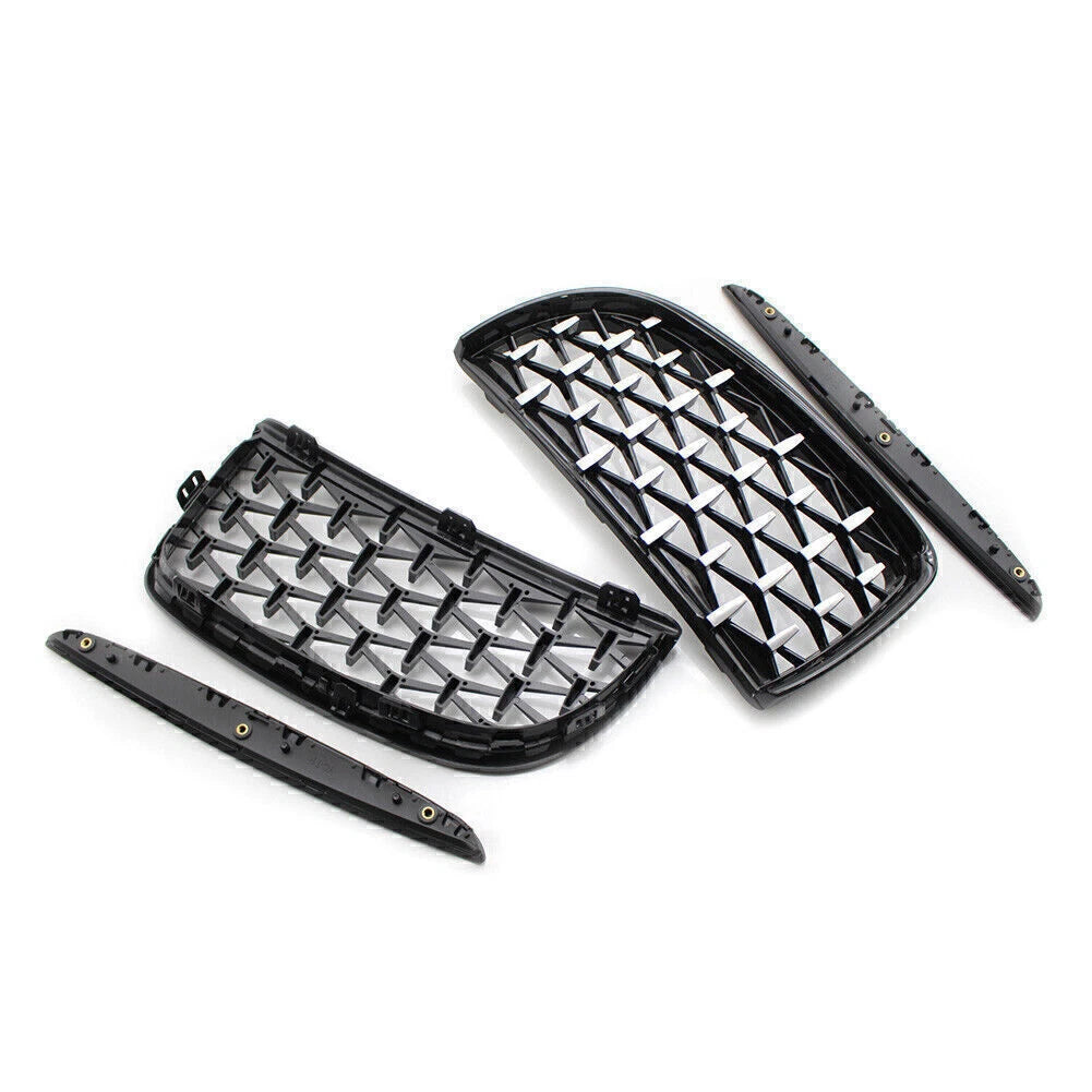 Front Black Frame & Chrome Grille Diamond Meteor Style for BMW E90 (2005-2008)