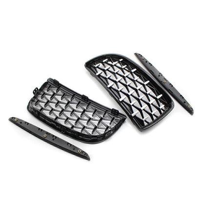 Front Black Frame & Chrome Grille Diamond Meteor Style for BMW E90 (2005-2008)