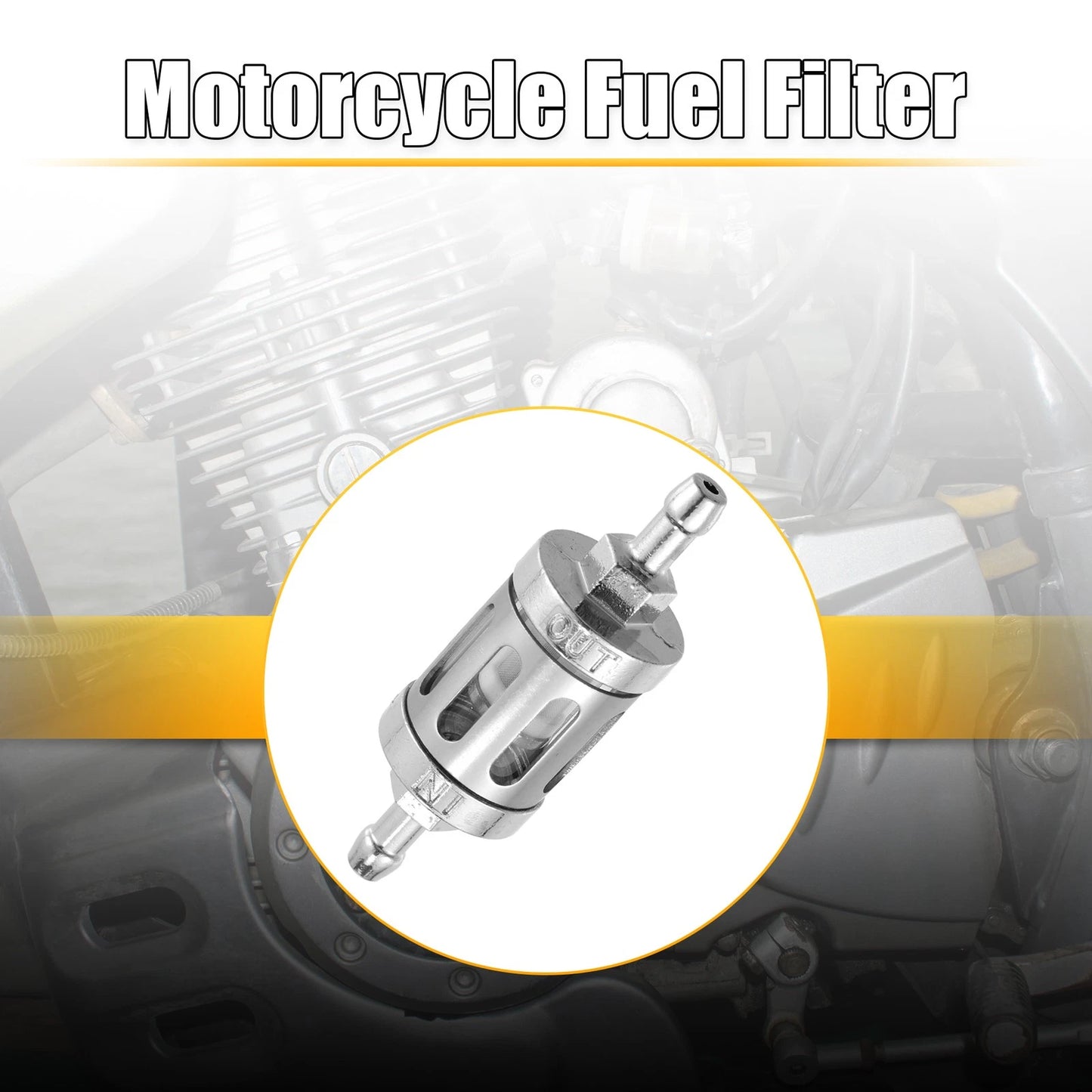 Silver Tone 8mm Fuel Filters Inline Gas Filter for Motorbike
