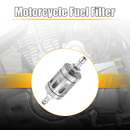 Silver Tone 8mm Fuel Filters Inline Gas Filter for Motorbike