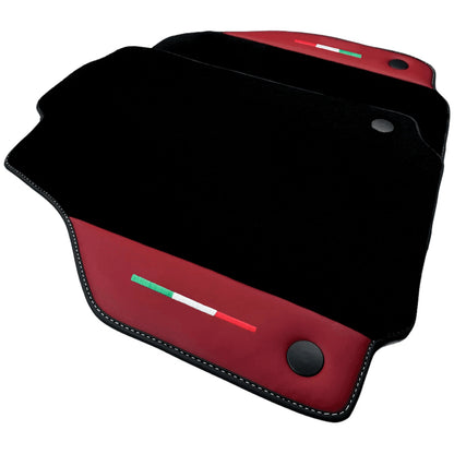 Bordeaux Nappa Leather Floor Mats for Ferrari 488 Spider (2015-2023)