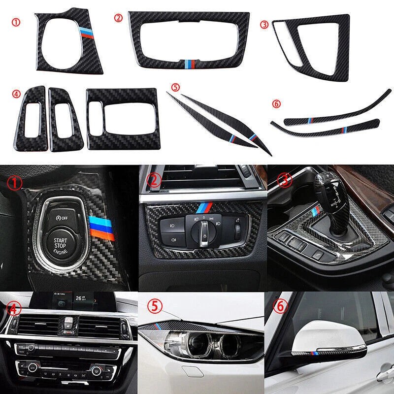 Carbon Fiber Cover Frame Accessories Set of 6 for BMW 3 4 Series F30 F34 (2013-2019)