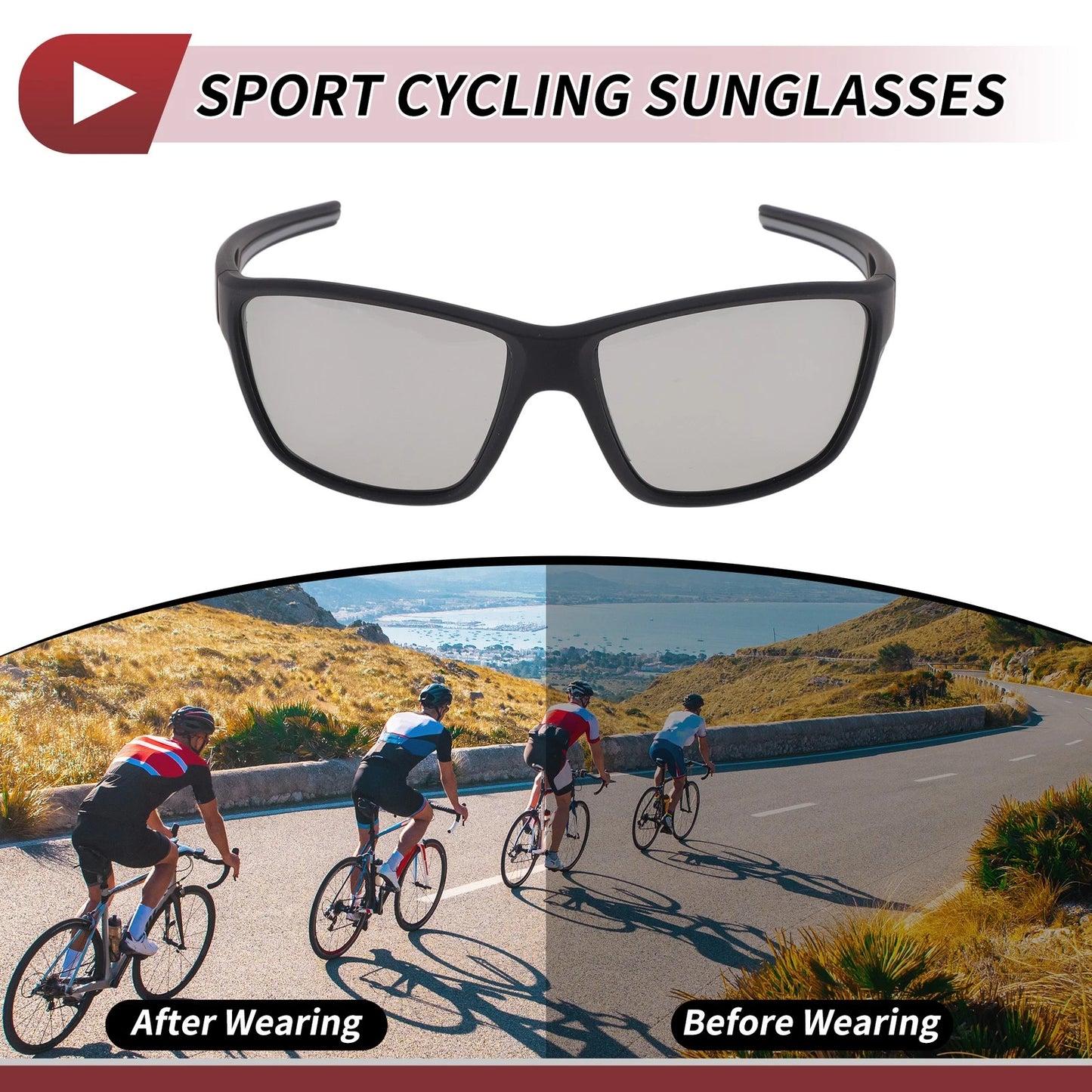 Set Motorcycle Riding Goggles Light Gray Lens Black Frame PC for Motorcycle