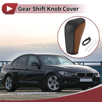 Car Gear Shift Knob Cover for BMW 3 Series E90 2004-2012 Brown Faux Leather