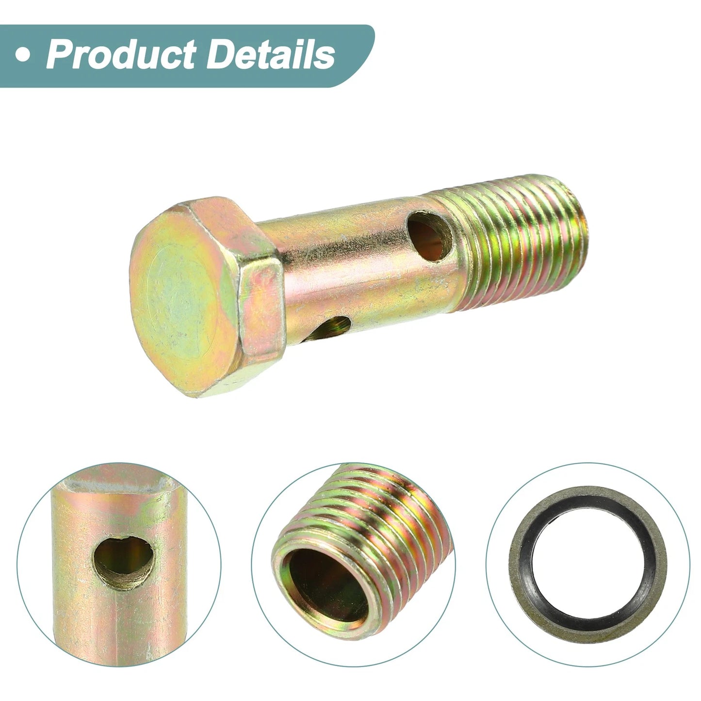 2 x M14x1.5 55mm Hollow Bolt Screw with Washer for Motorcycle