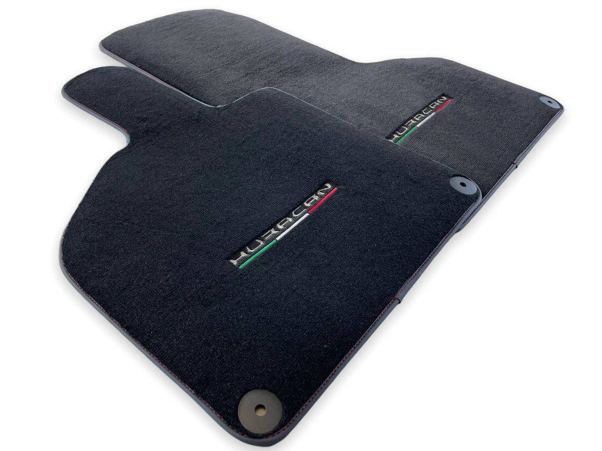 Floor Mats for Lamborghini Huracan 2014-2022 Black Tailored Carpets Red Stitch