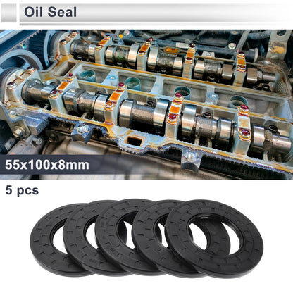 Oil Seal 55x100x8mm Black 5pc Seal Ring Shaft Nitrile Rubber for Make Model