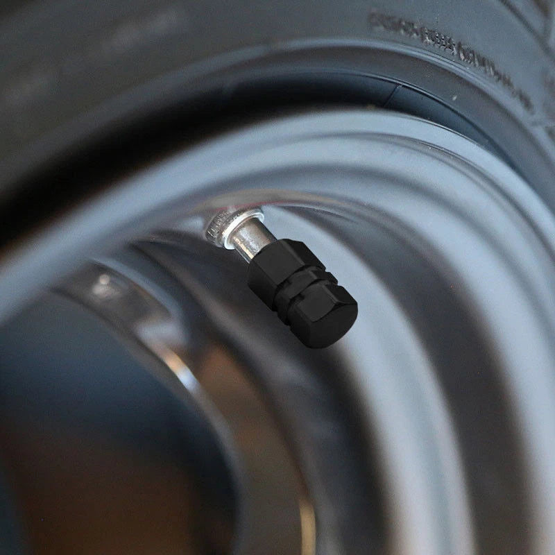 4 Pcs Black Aluminum Tire Valve Caps for Car Motorcycle Bike Wheel