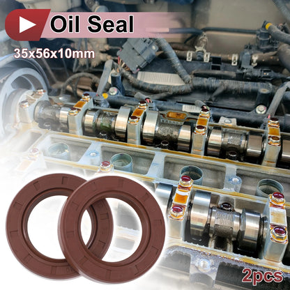 2 x Oil Seal Rotary Shaft Seal FKM Rubber 35x56x10mm Brown