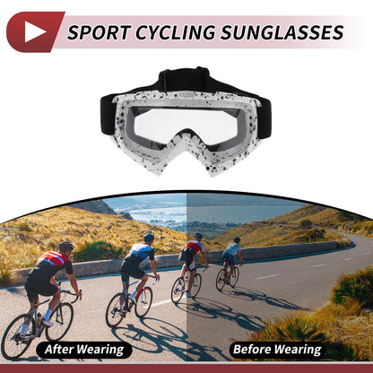Motorcycle Riding Goggles Transparent Lens White Frame for Cycling Sunglasses