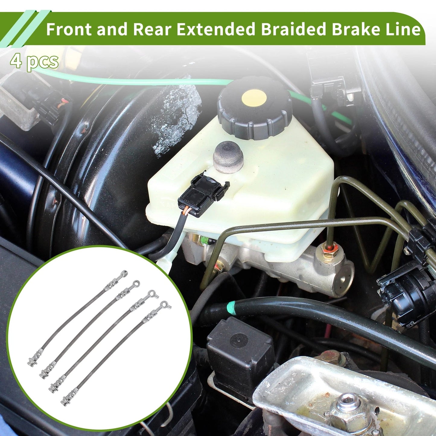4 x Extended Braided Brake Line Hose for Nissan Patrol GQ Y60 (88-97)