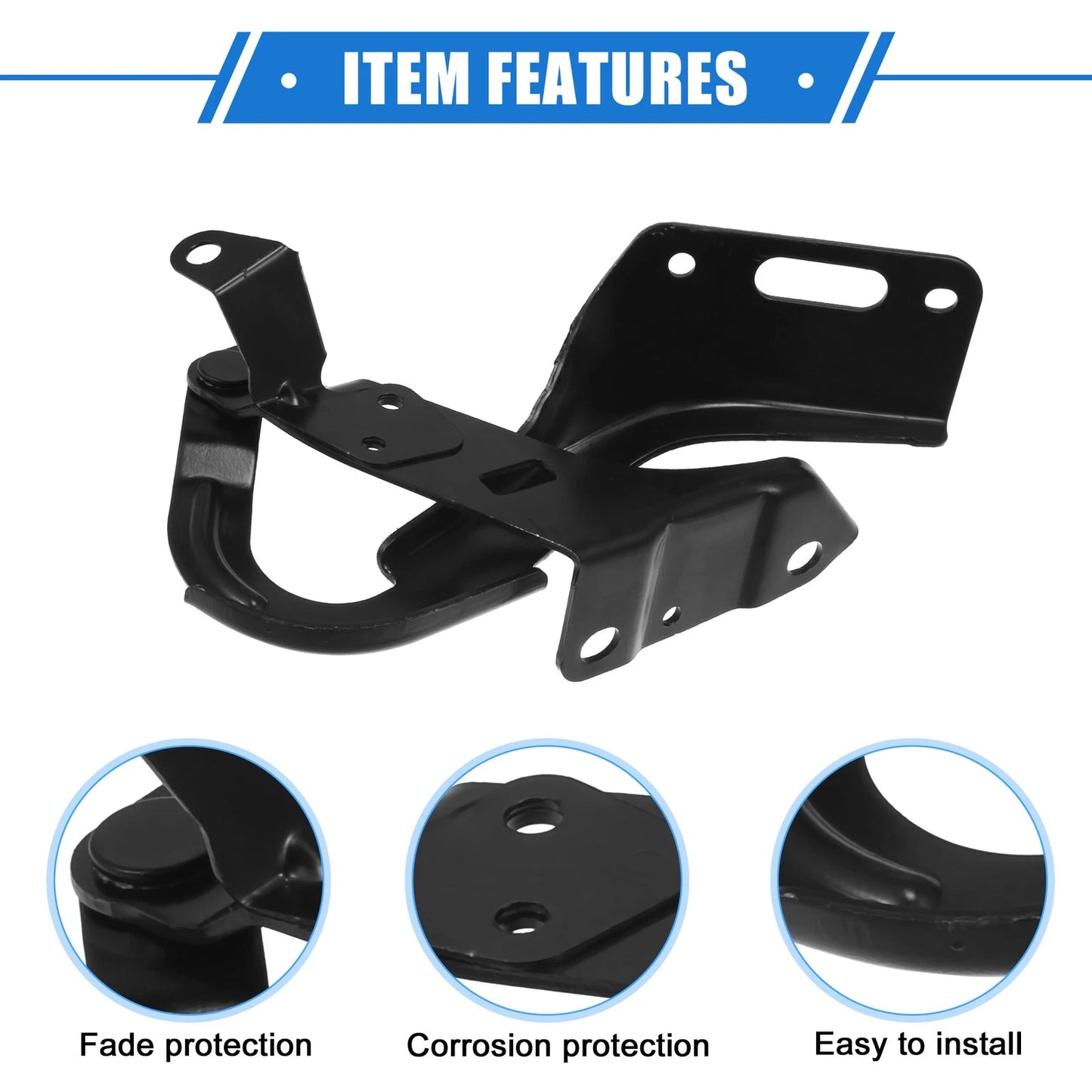 Hood Hinge for Honda HR-V 2016-2018 - Durable Metal Black Left Side